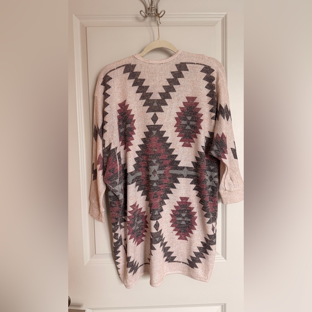 Geometric Patterned Open Front Cardigan - Picture 2 of 2